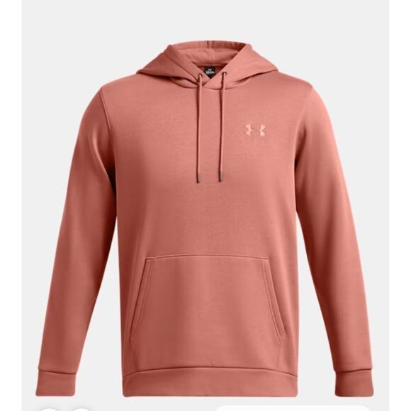 Under Armour UA Icon Fleece Hoodie Gym Mens Large L Canyon Pink Pullover - Picture 1 of 6